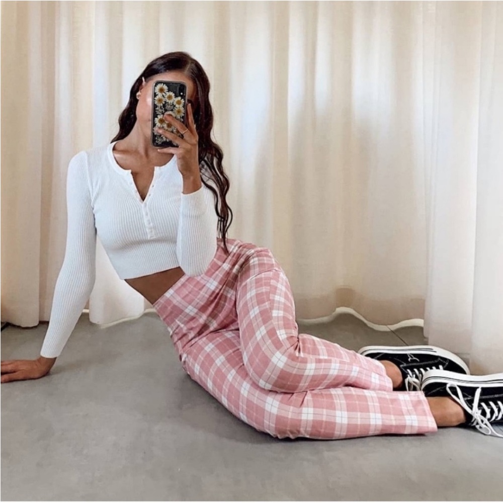 Princess Polly pink plaid pants